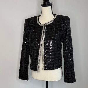 Alice + Olivia Black Sequin Blazer